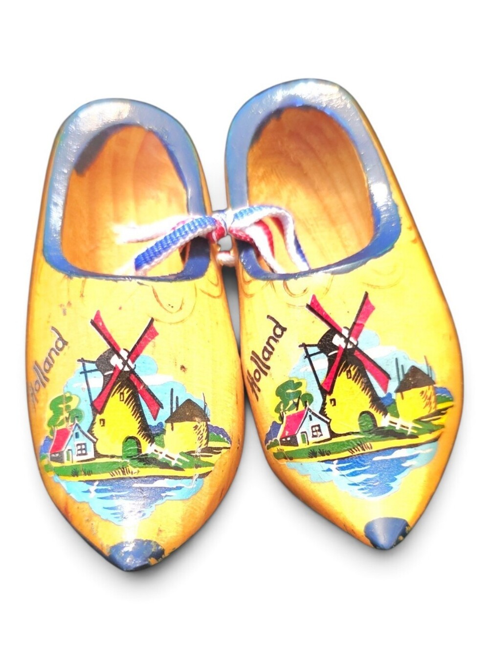 Yellow Kids Wooden Clogs with Holland Windmill Design